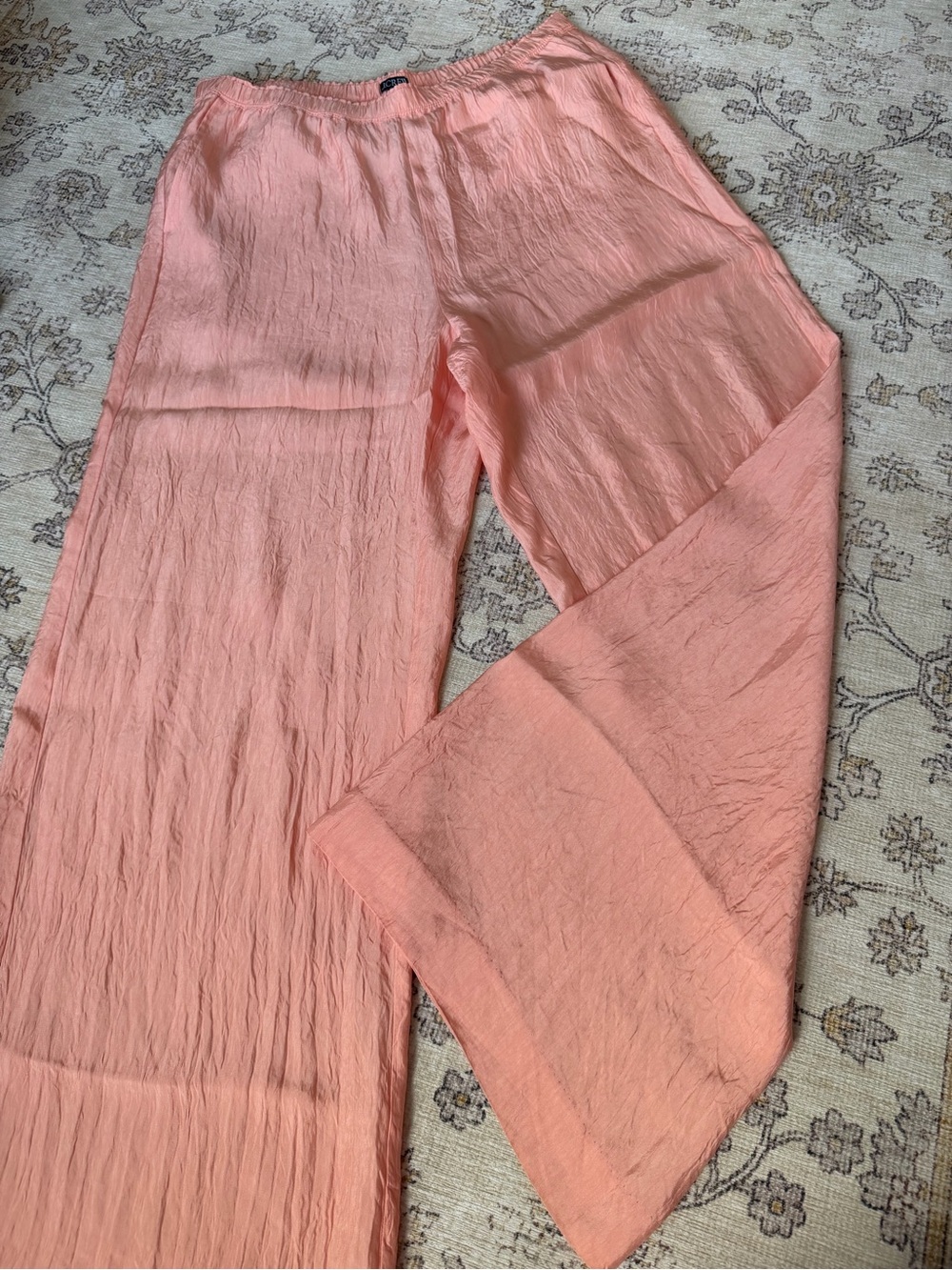 J. Crew Stratus Pant in textured satin peach
